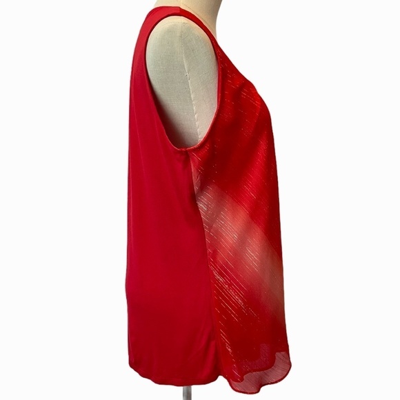 NEW Ispiri Ladies Sheer Red Sleeveless Tank Top - Picture 2 of 9